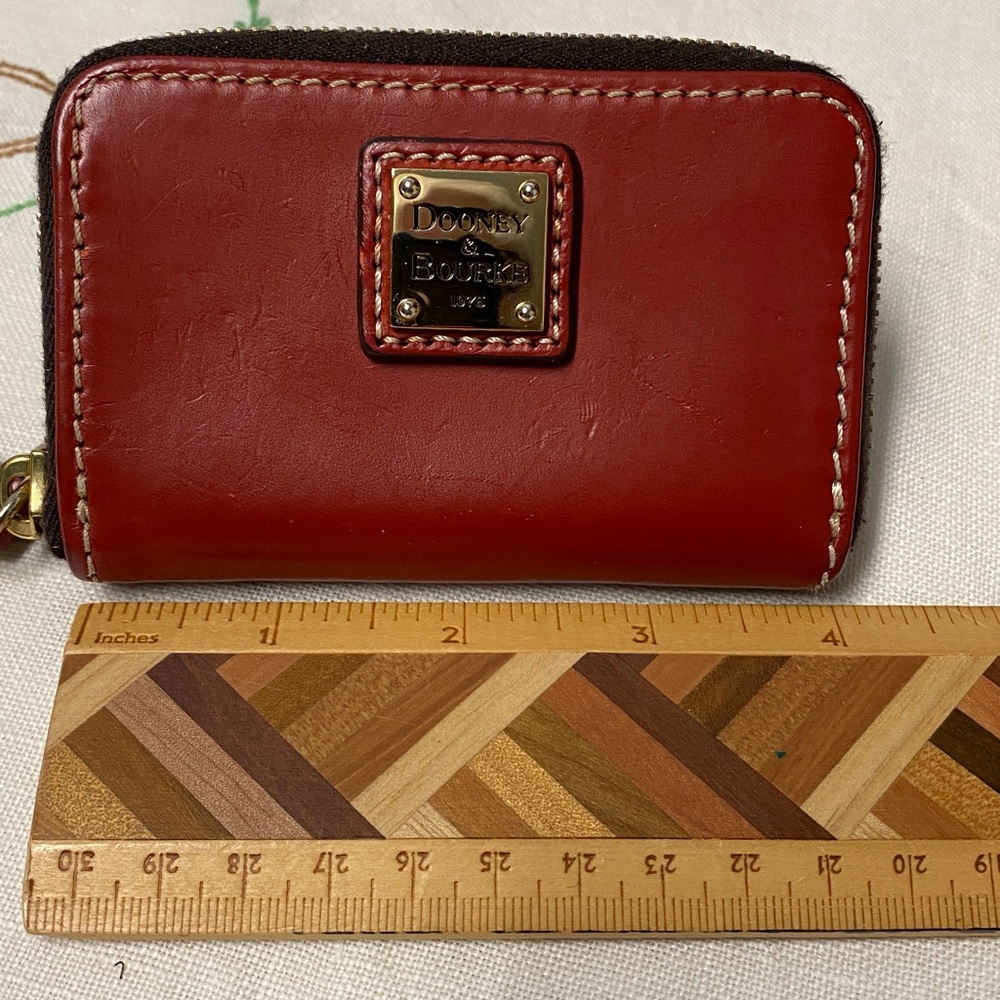 Dooney & Bourke Red Leather Zippered Leather Mini Organizer Wallet Card Holder